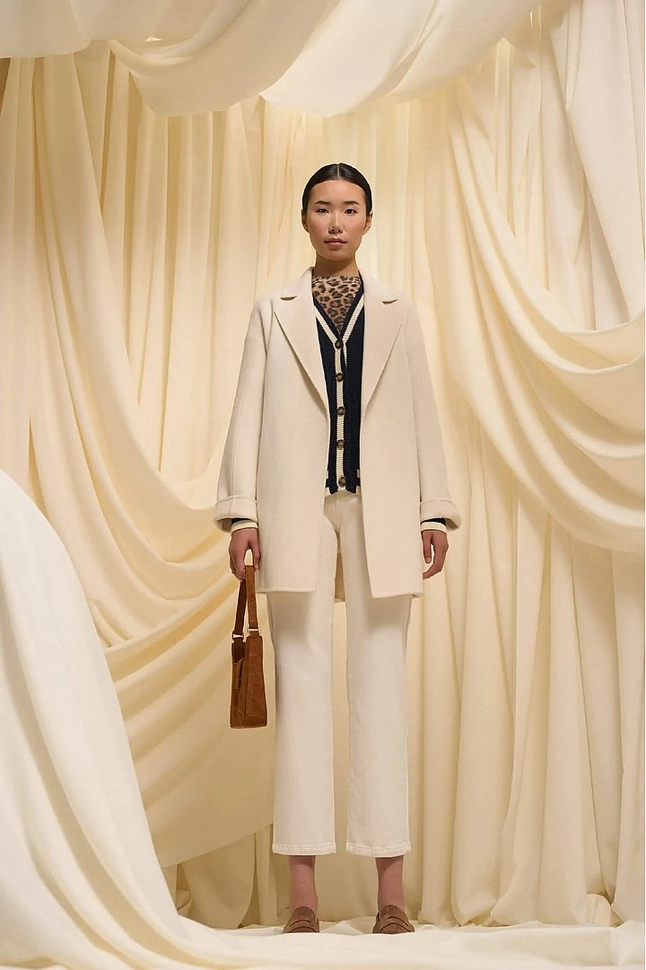 Cashmere Dames Jas Double Face Calvin Beige