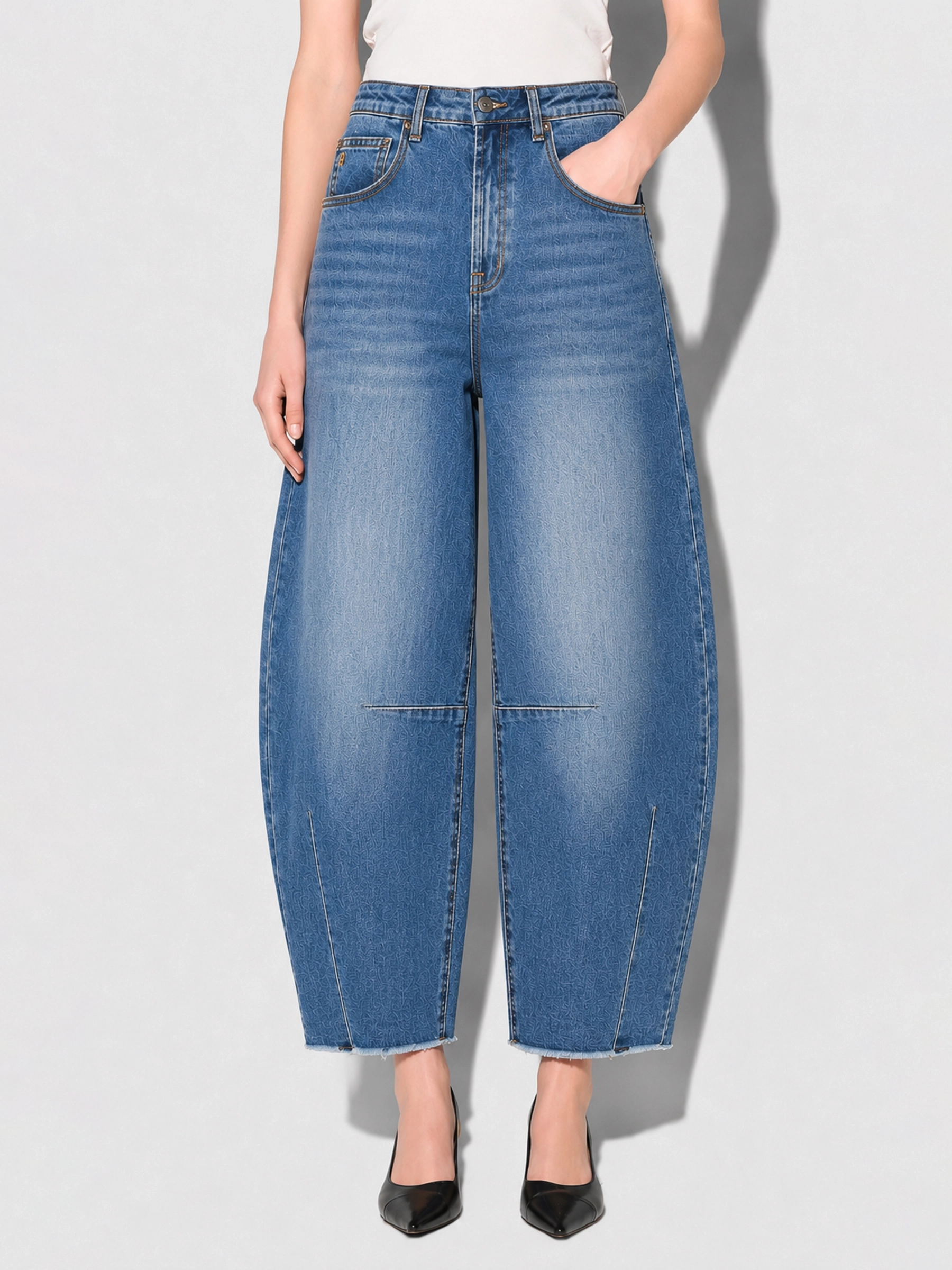 barrel jeans dames mid rise janice stretch