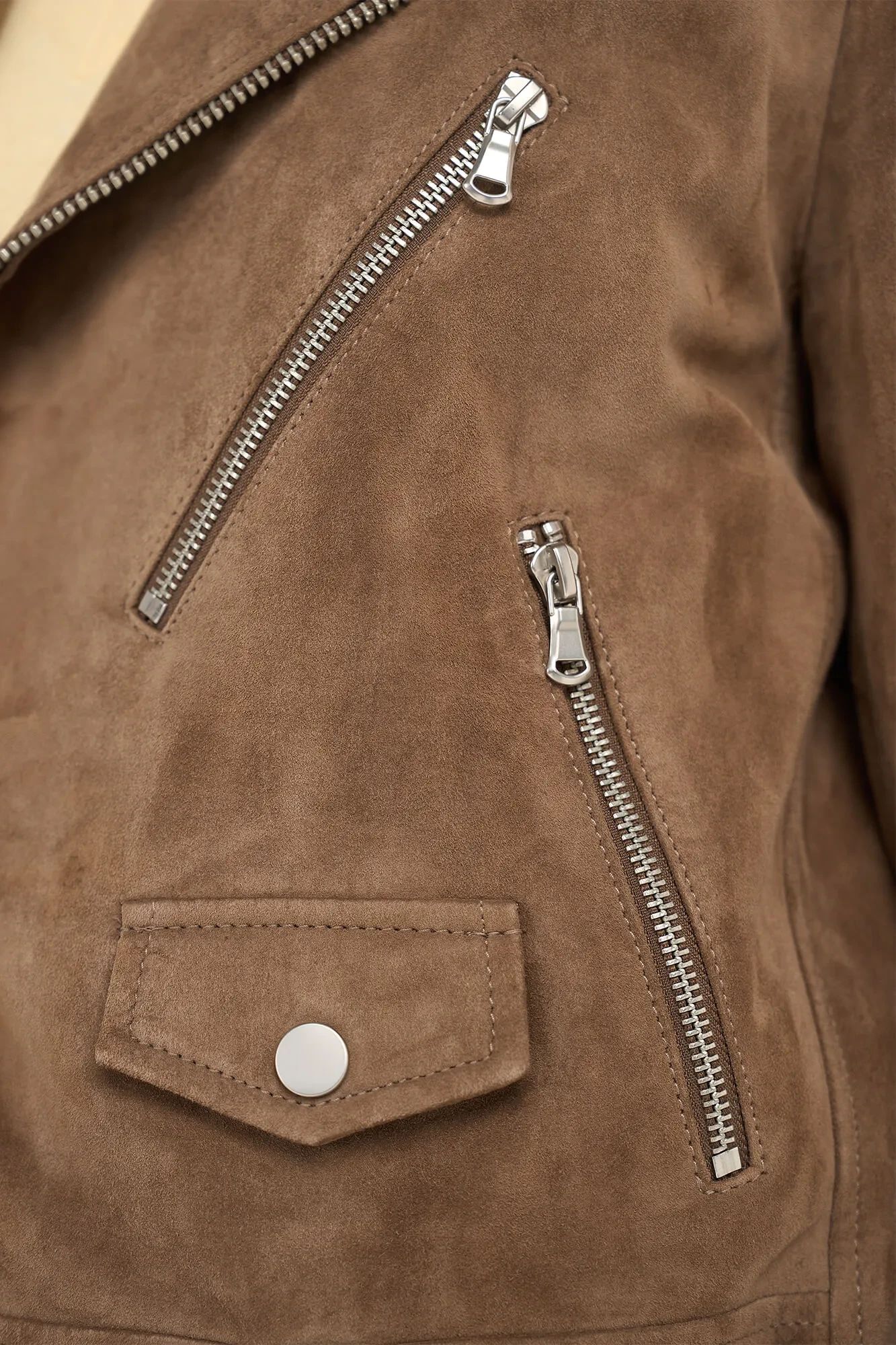Bruin Leren Suede Biker Jack Burke
