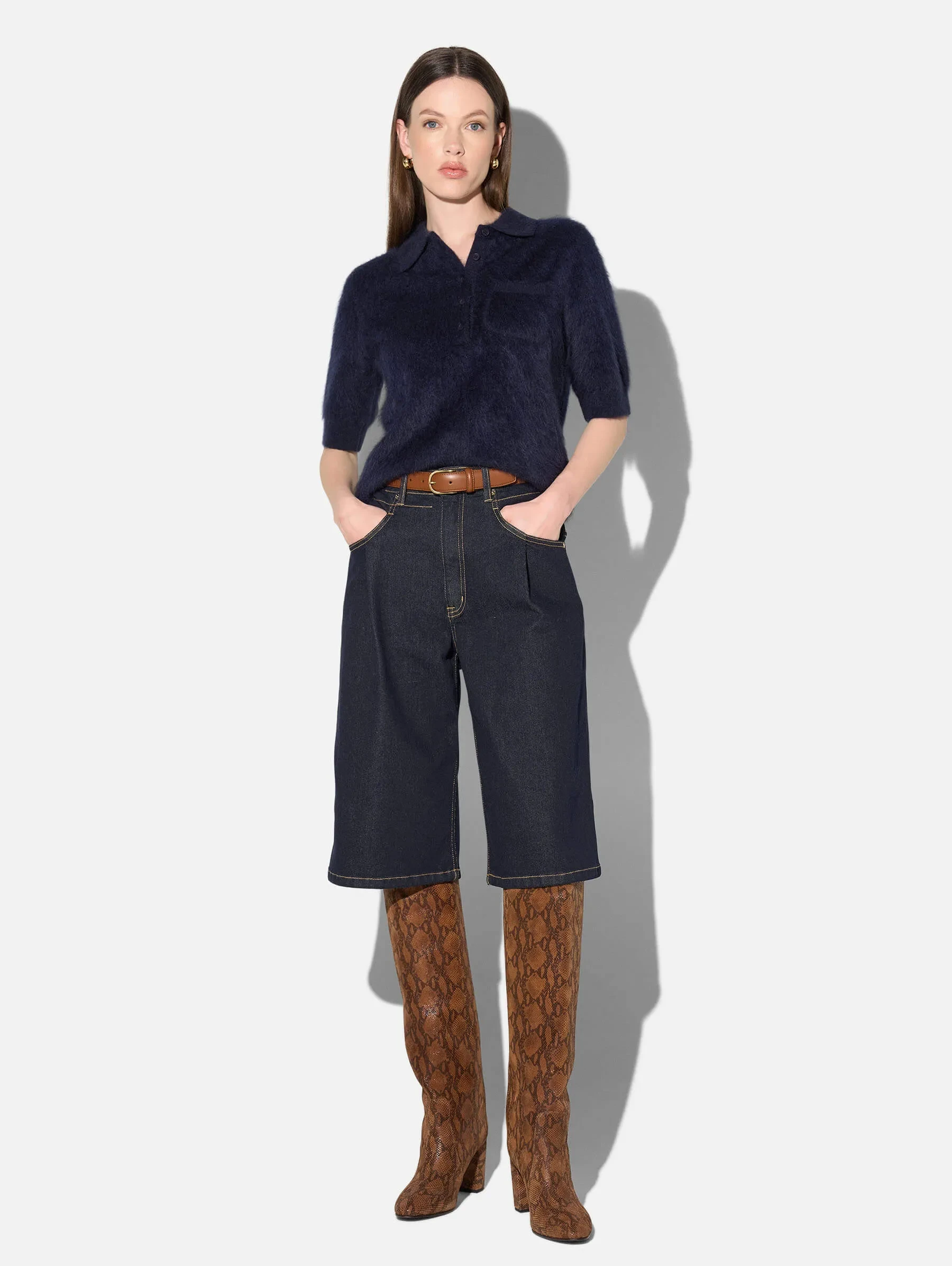 Brushed Cashmere Dames Polo Truitje Rebel Blauw