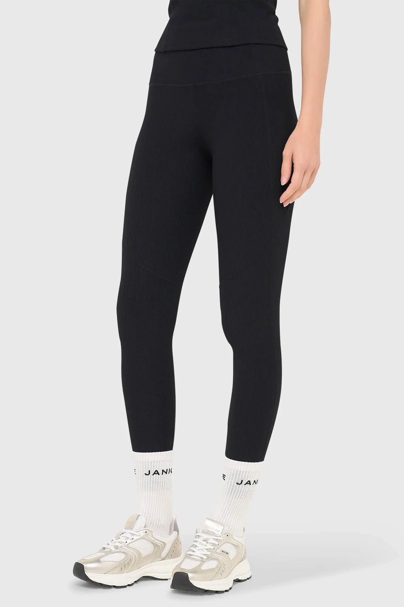 Zwarte Legging Dames Rib Sport Active Wear Ye